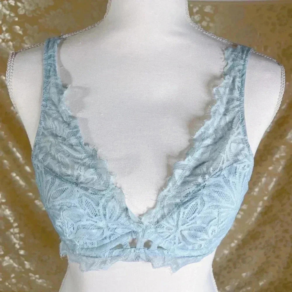 PINK by Victoria's Secret Light Blue Date Unlined Lace Bralette Size S