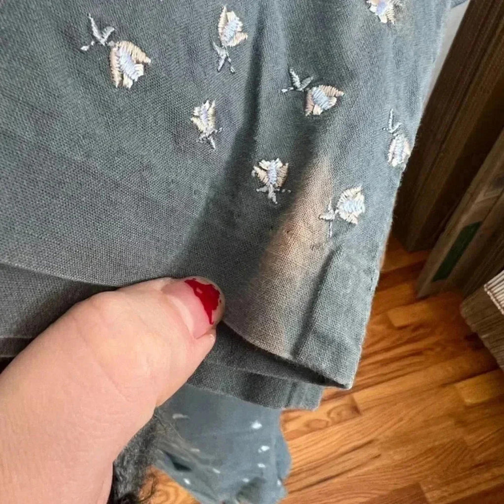 y2k Vintage J Crew Blue Flower Embroidered Dress Women's Size 10