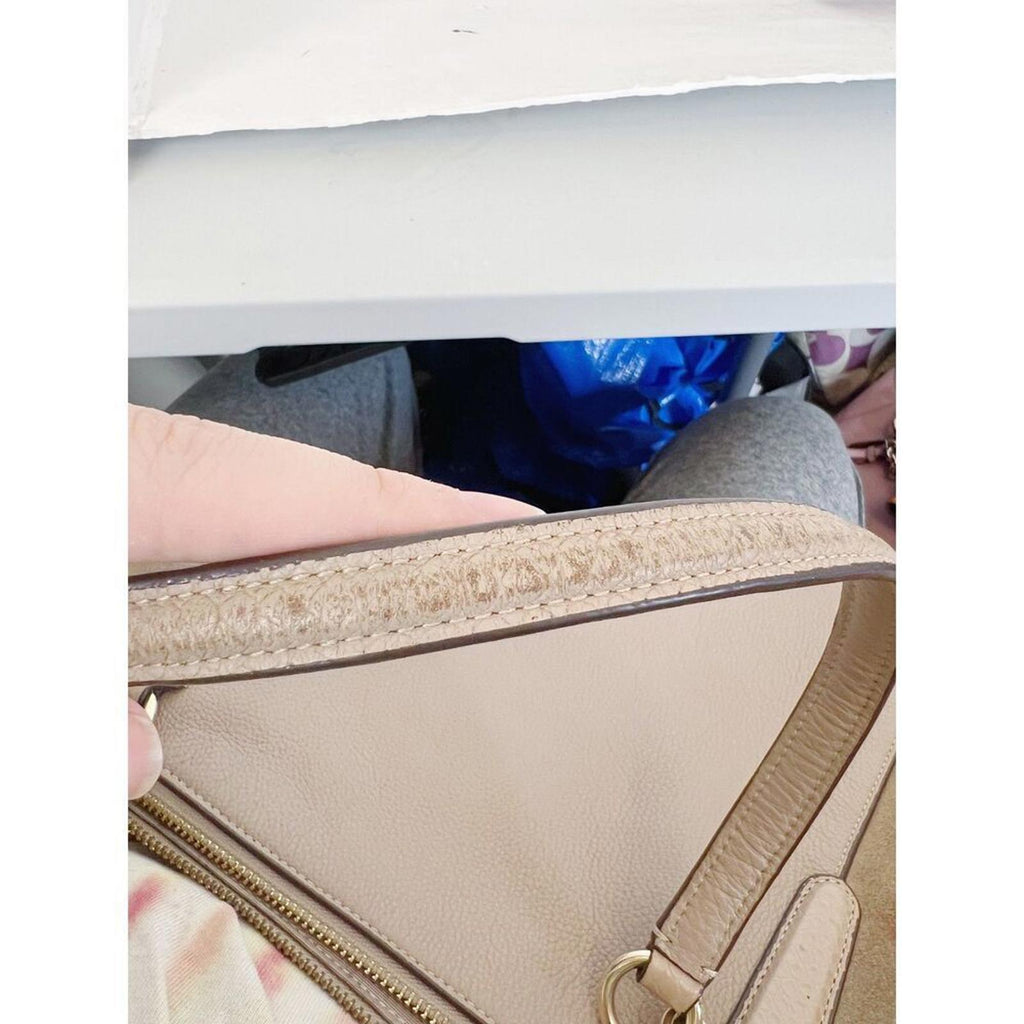 Coach Ava Tote in Taupe Leather and Suede Mixed Fabric Shoulder Bag Purse