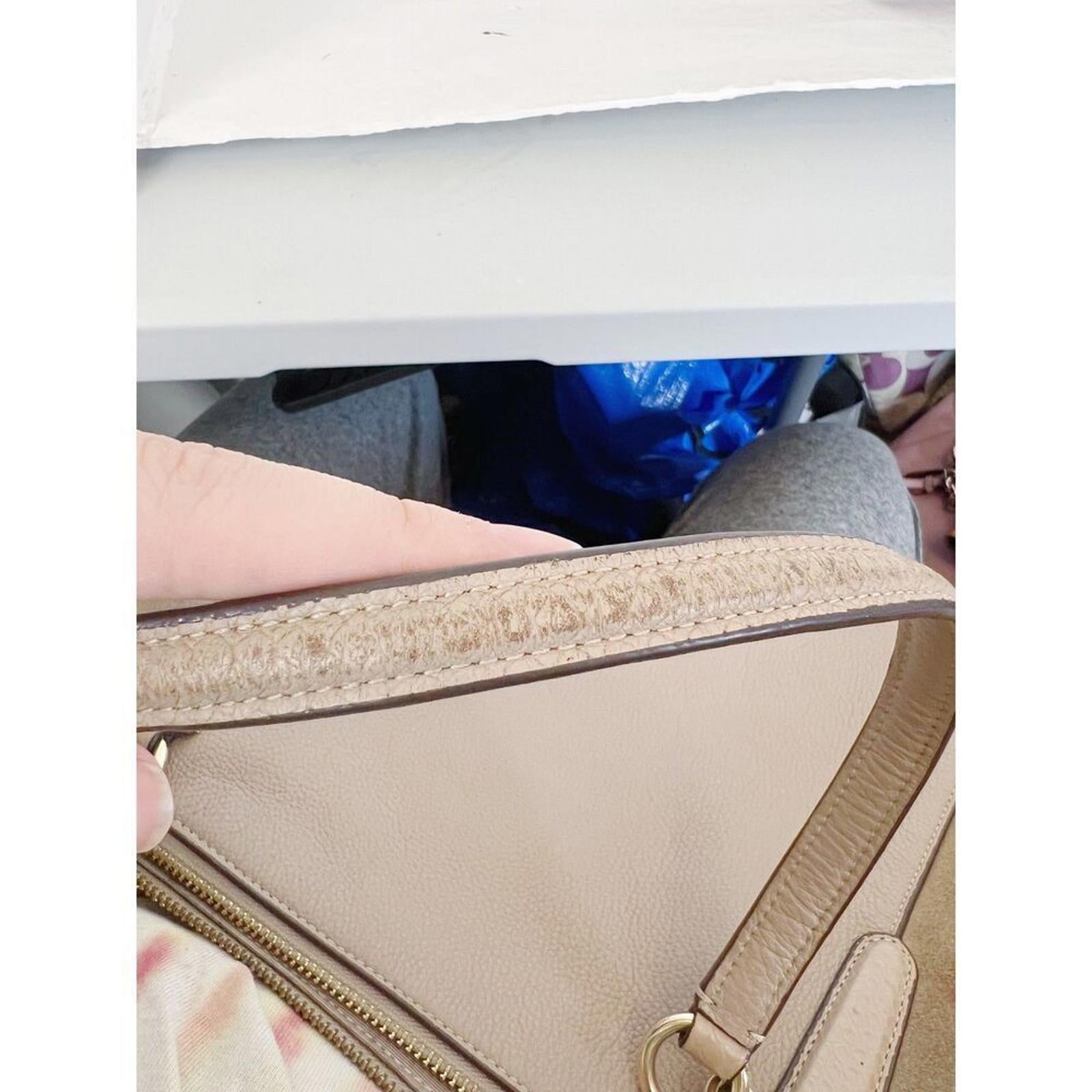 Coach Ava Tote in Taupe Leather and Suede Mixed Fabric Shoulder Bag Purse