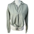 Young Hearts Run Free Light Olive Green Tied Button Up Shirt Women's Size L