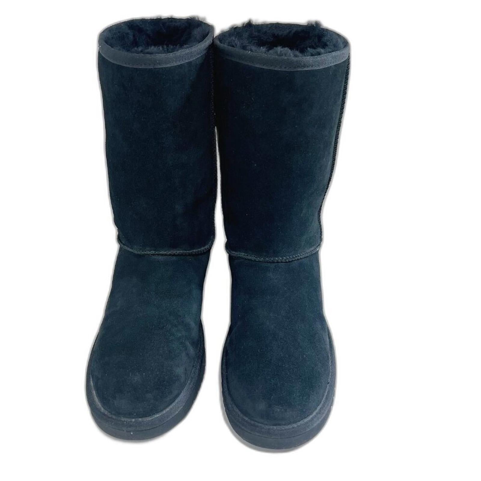 Koolaburra by Ugg Black Shearling Boots Fuzzy Leather Winter Fur Size 10