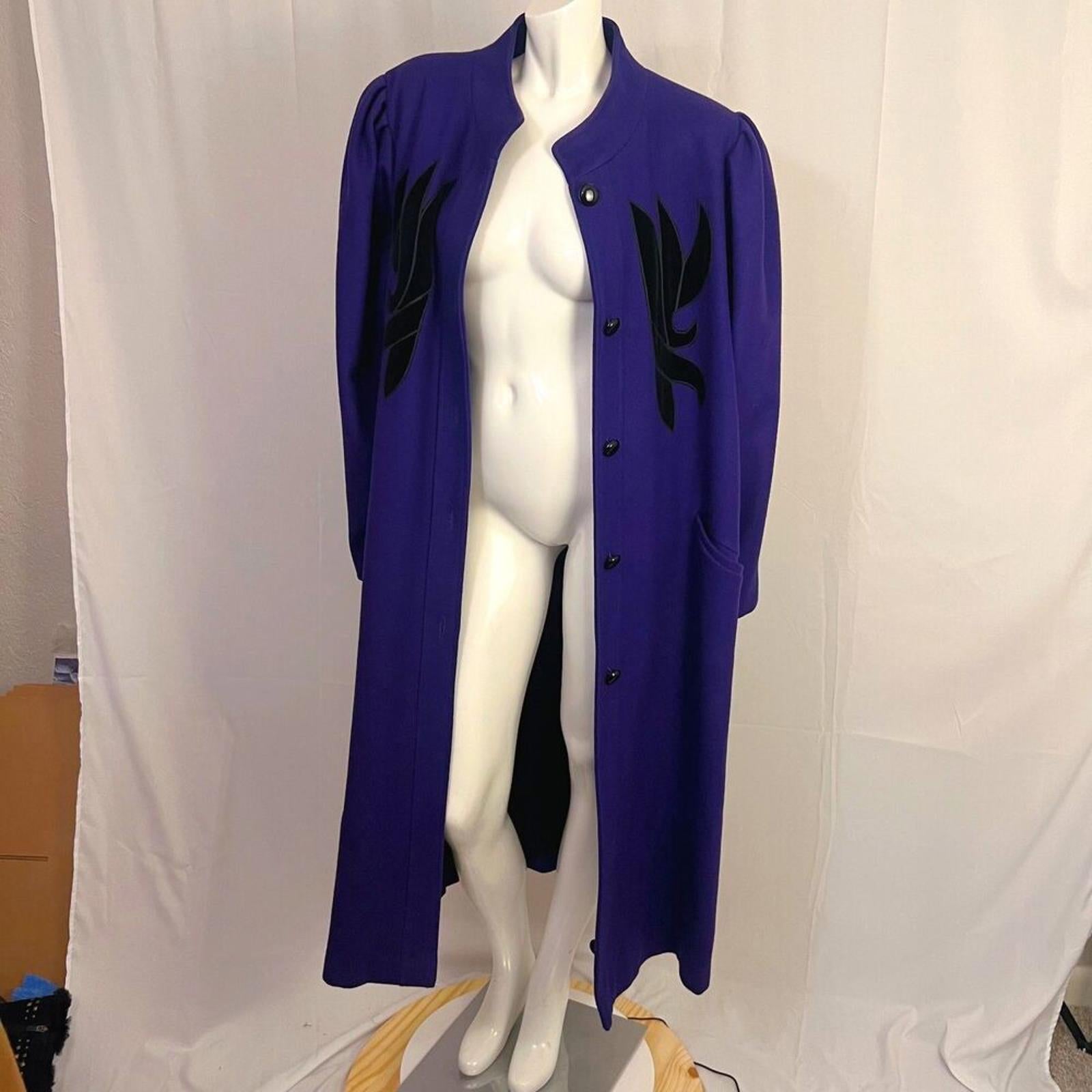 Vintage 1980s Komitor New Wave Purple Wool Jacket Goth Emo Alt Size L