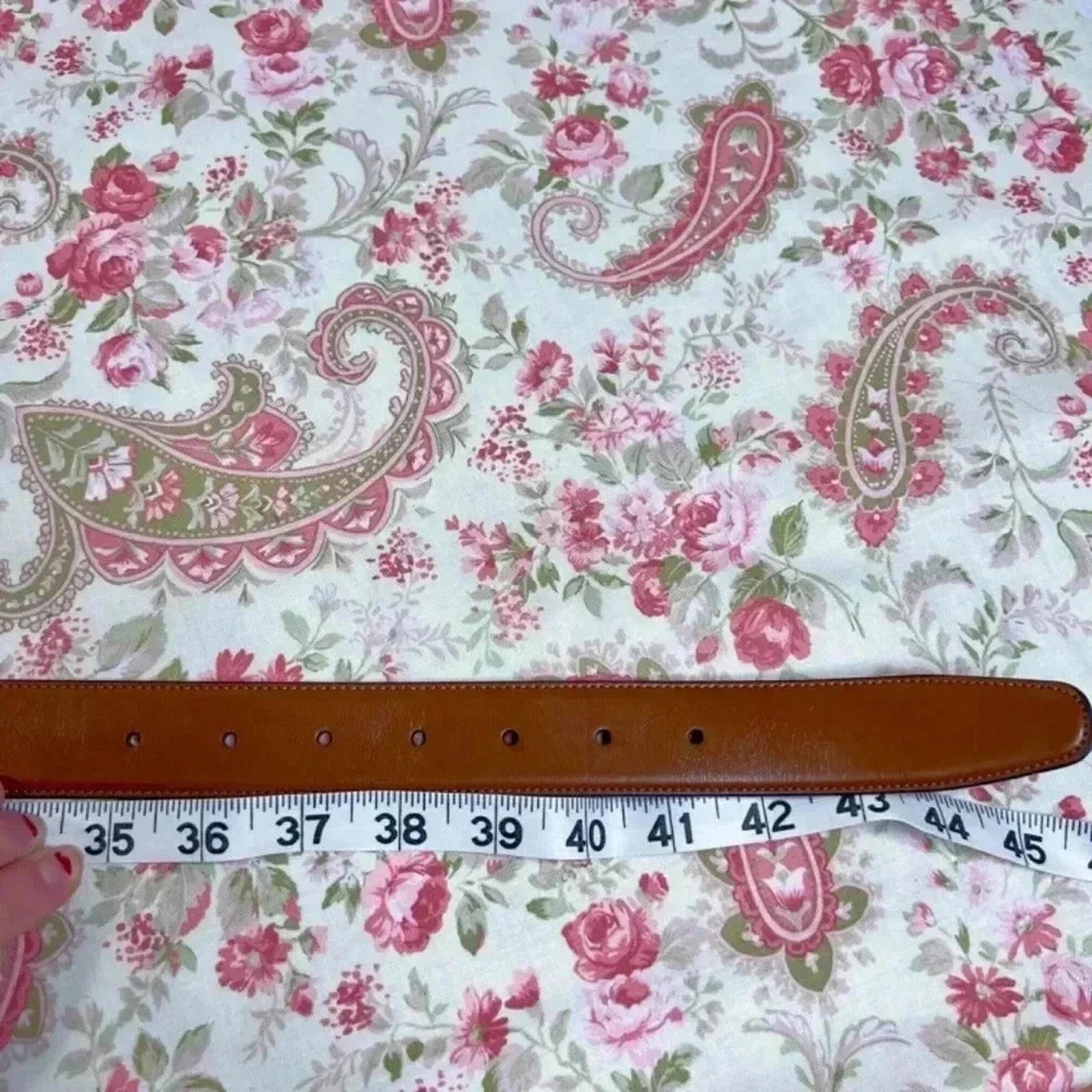 Original Penguin Cognac Leather Belt Silver Square Buckle Size 36