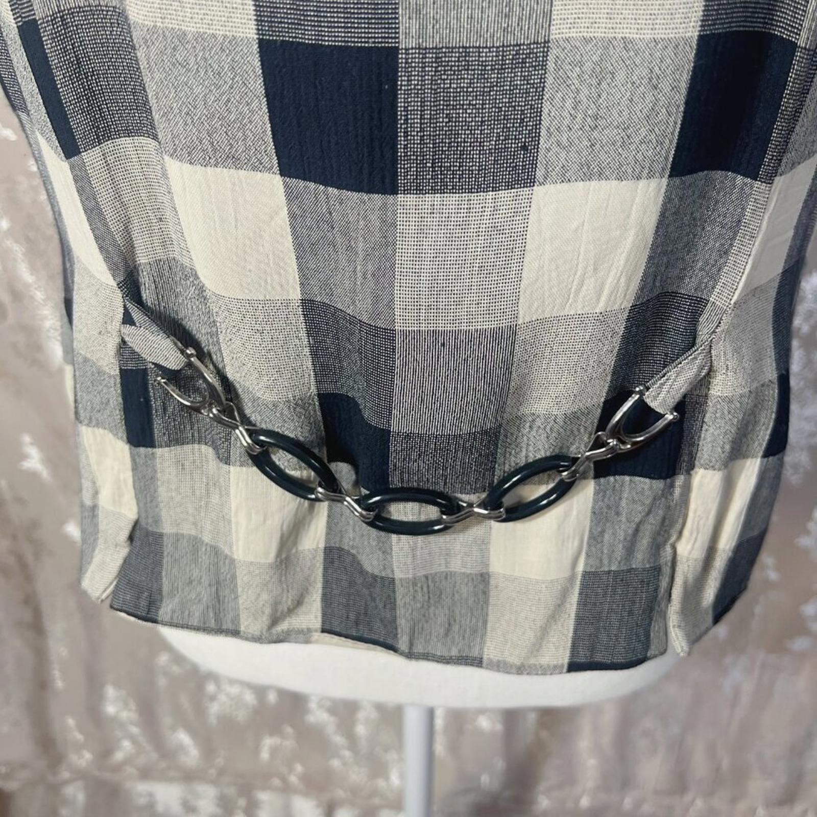Vintage Jessica Howard Black and White Checkerboard Short Sleeve Blouse Size 14