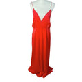 Pretty Little Thing PLT Red Satin V Neck Long Maxi Dress Backless Formal Size 10