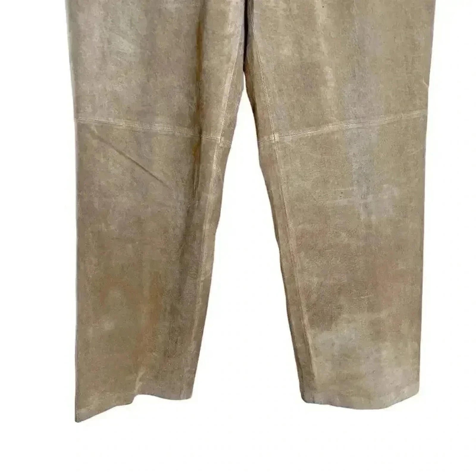 Nordstrom Vintage Tan Suede Leather Straight Leg Pants Women's Size 14