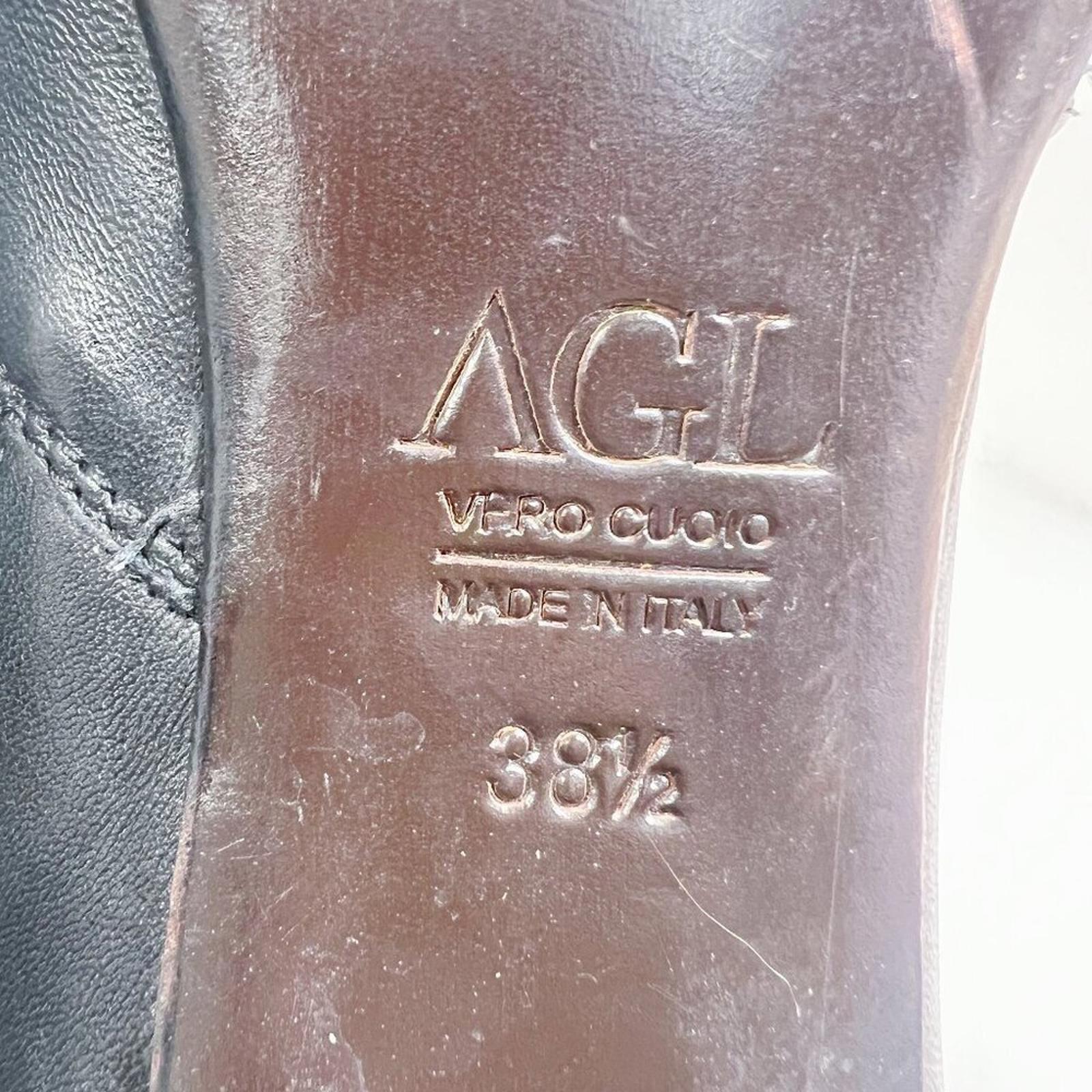 AGL Attilio Giusti Leombruni Himena Black Leather Ankle Boot Booties Size 8.5