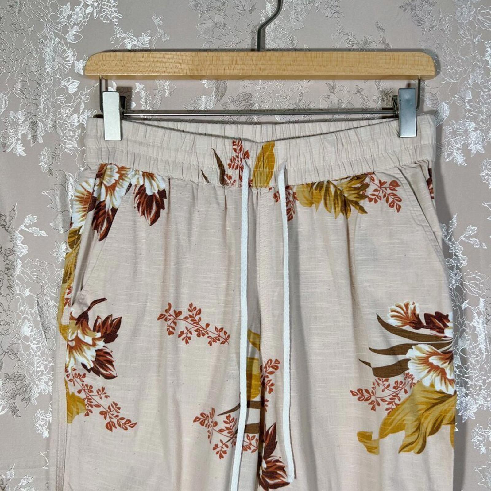 Urban Outfitters UO Drawstring Joggers Tan Floral Print Women's Size S