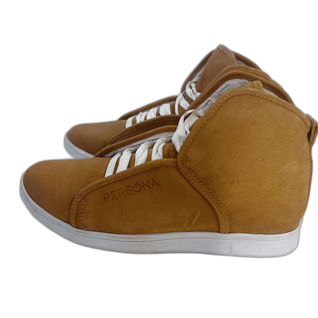 Persona Men's Tan Suede High Top Sneakers White Laces Streetwear Hype Size 8