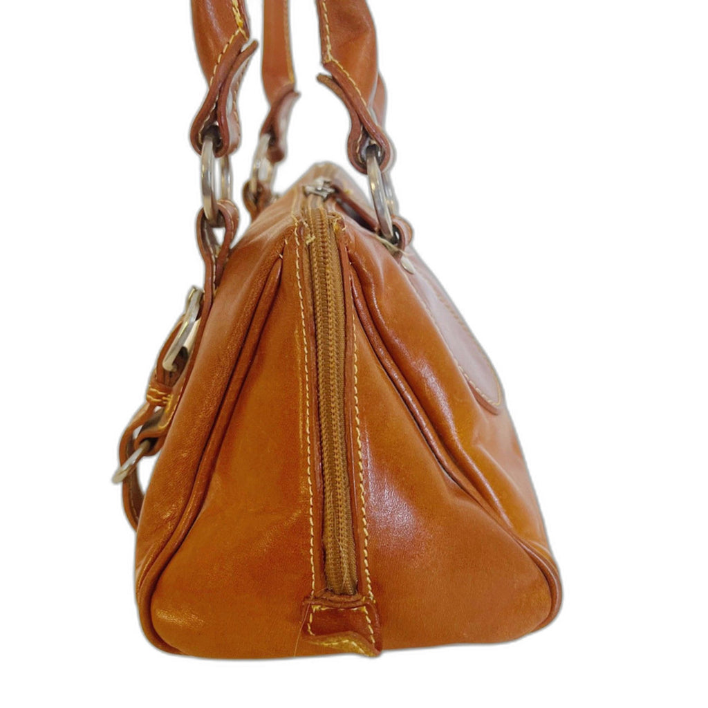 I Medici Firenze Italian Brown Leather Shoulder Bag Double Buckle Purse
