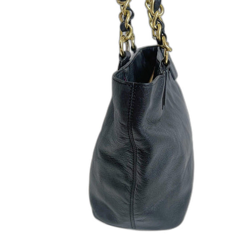 Coach Madison Black Leather Tote Bag Shoulder Bag Gold Chain Purse
