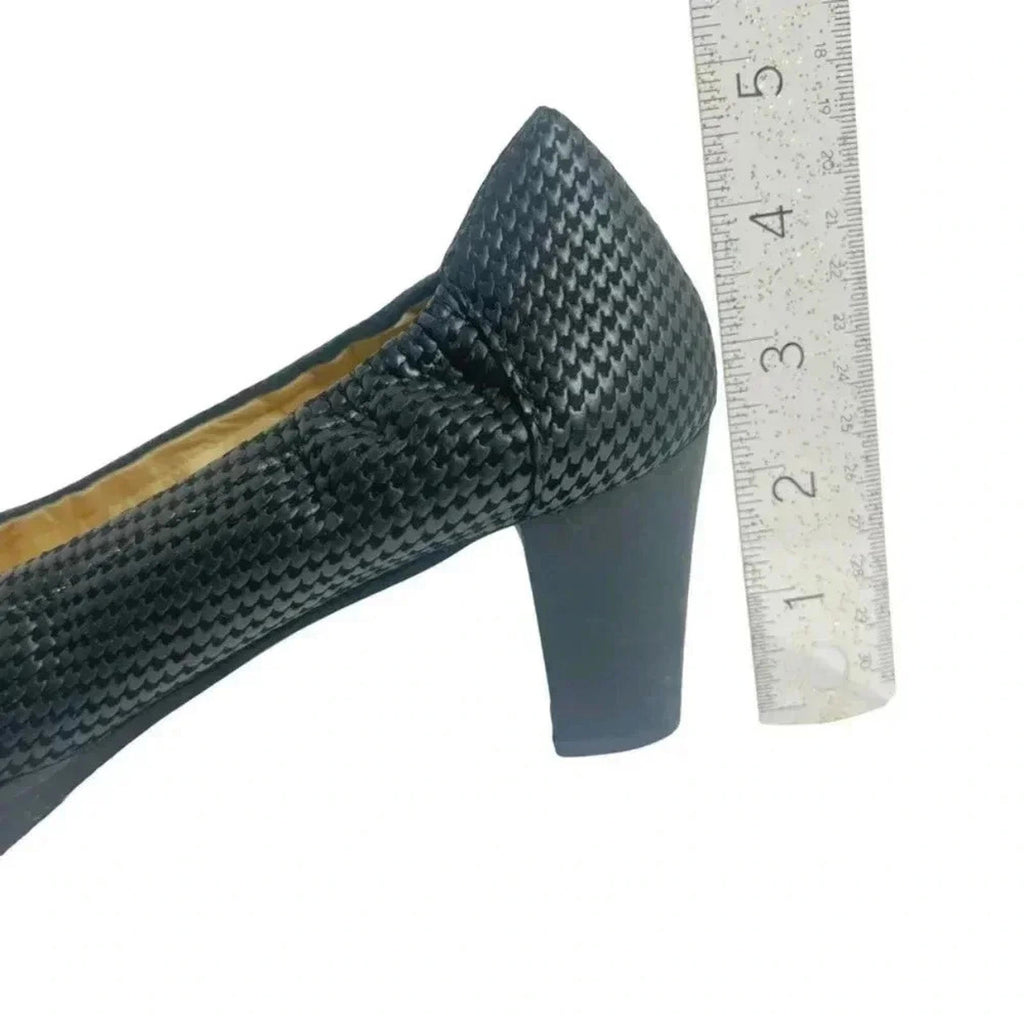 Brunate Ambe Black Houndstooth Heeled Ballet Shoes Size 40 1/2