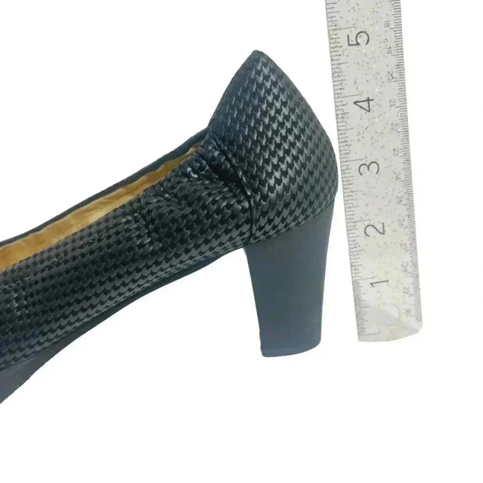Brunate Ambe Black Houndstooth Heeled Ballet Shoes Size 40 1/2