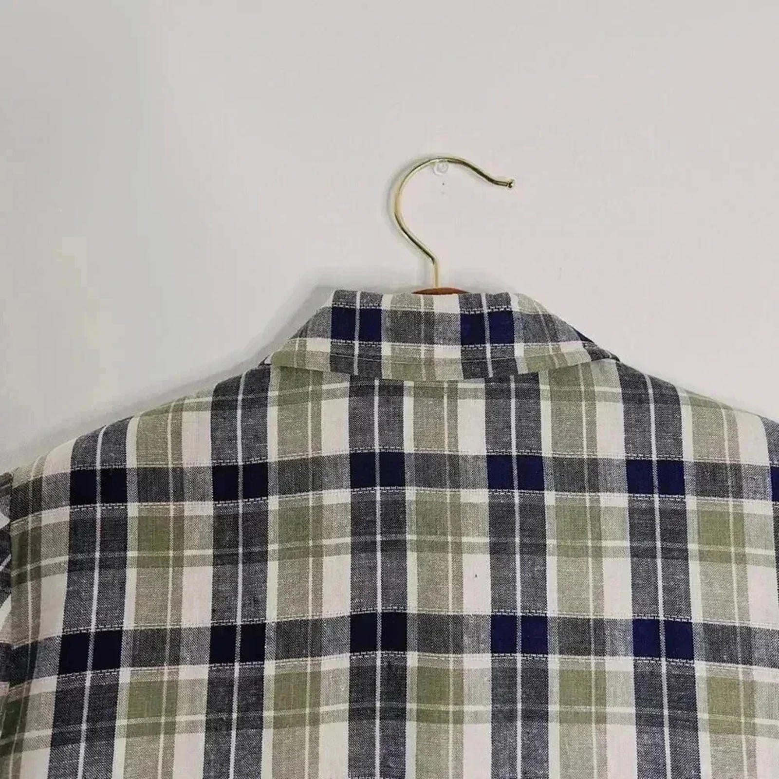 Vintage Tofy Green Blue Plaid Zip Up Jacket Women's Size 12