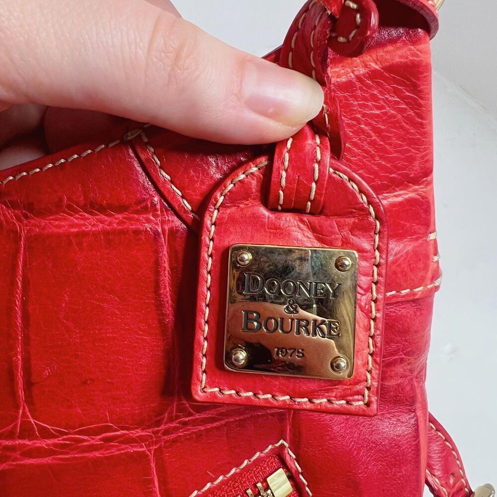 Dooney & Bourke Cinzia Red Crocodile Embossed Leather Shoulder Bag Moto Purse