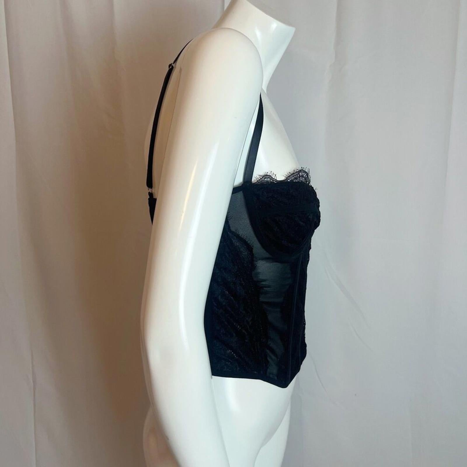 Black Lace Corset Bustier Boning Shein Women's Size M