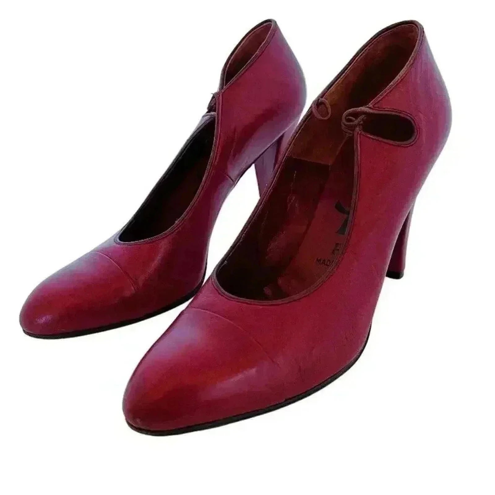 YSL Yves Saint Laurent Vintage Dark Red Leather Pumps Heels Pumps Size 8 US