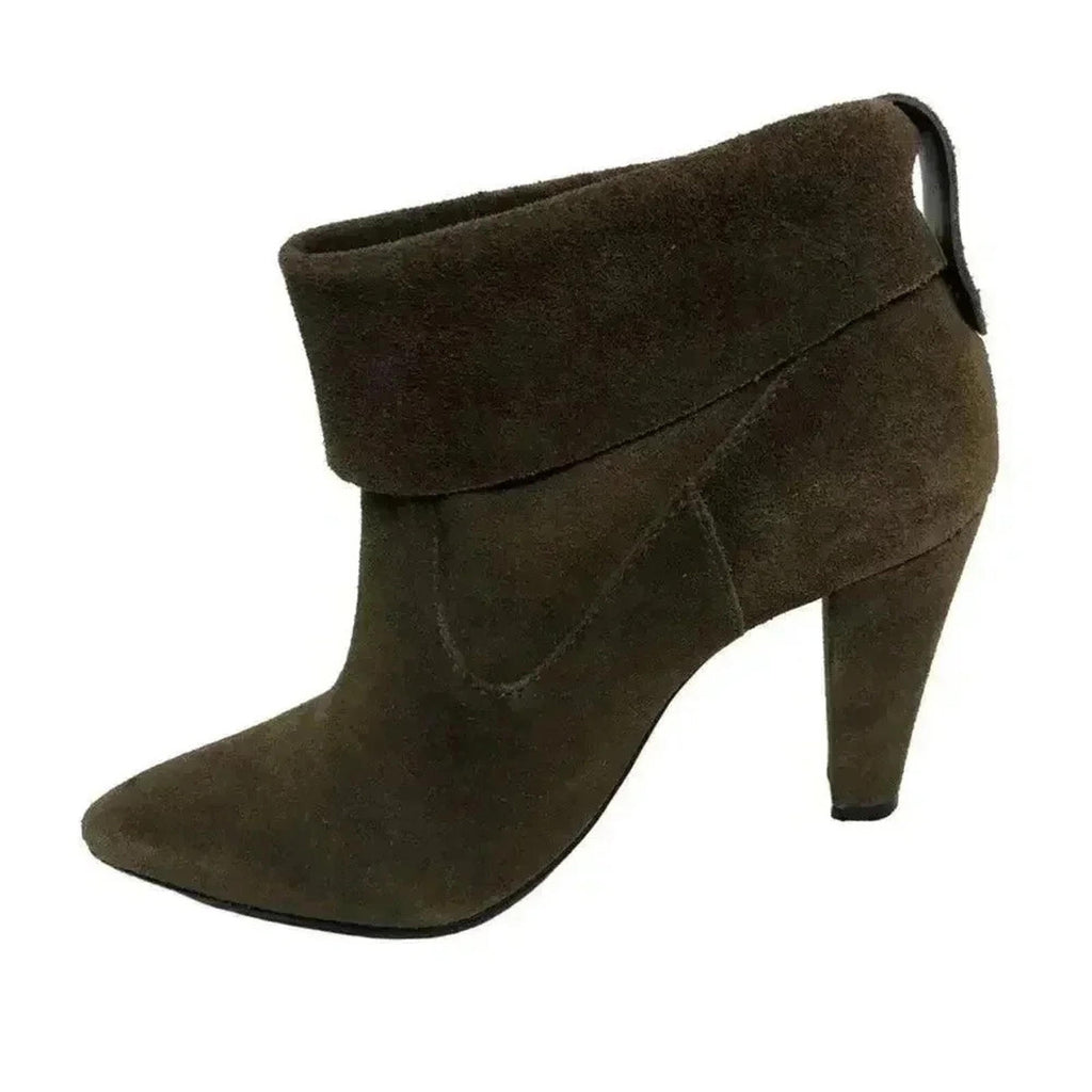 Schutz Brown Suede Heeled Foldover Heeled Booties Ankle Boots Women's Size 9