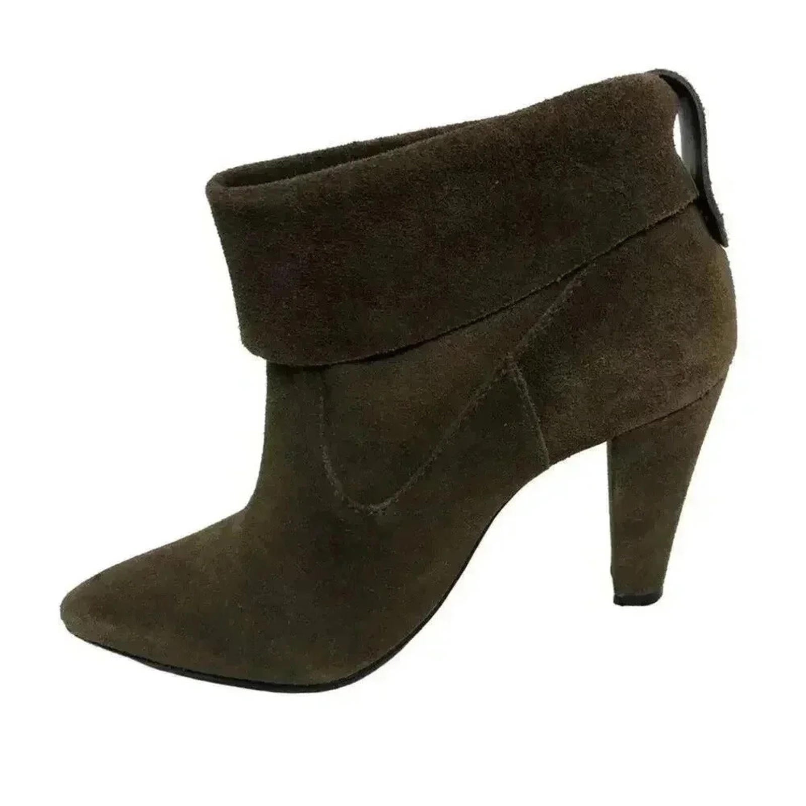 Schutz Brown Suede Heeled Foldover Heeled Booties Ankle Boots Women's Size 9