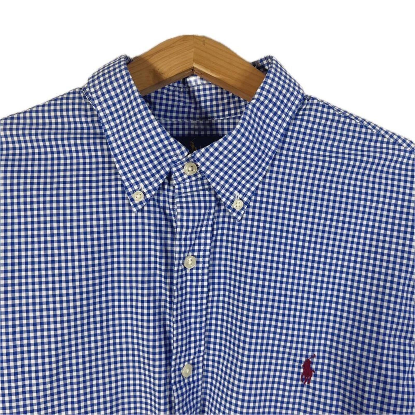 POLO Ralph Lauren Men's Blue and White Gingham Long Sleeve Button Down Size XL