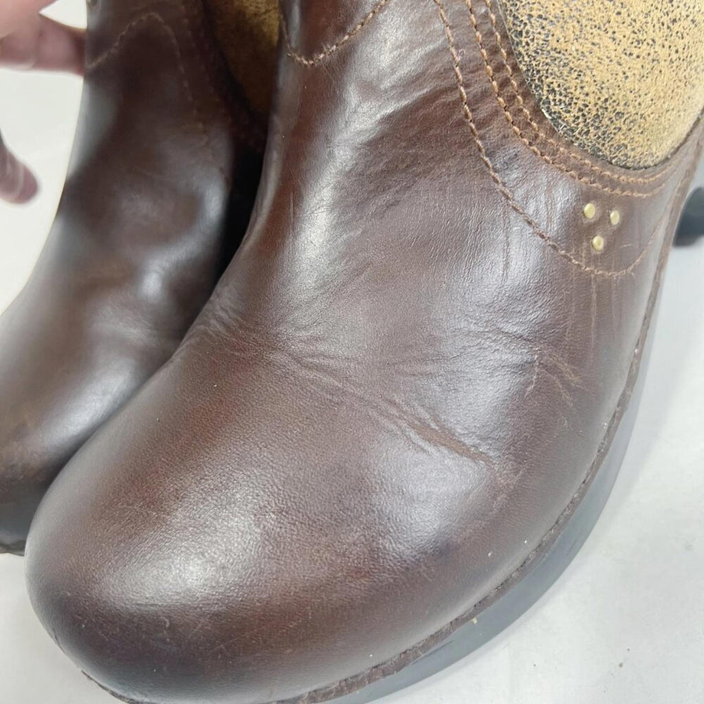 Dansko Stormy Women's Brown Leather Fur Lined Heeled Boots Booties Size 11.5 12