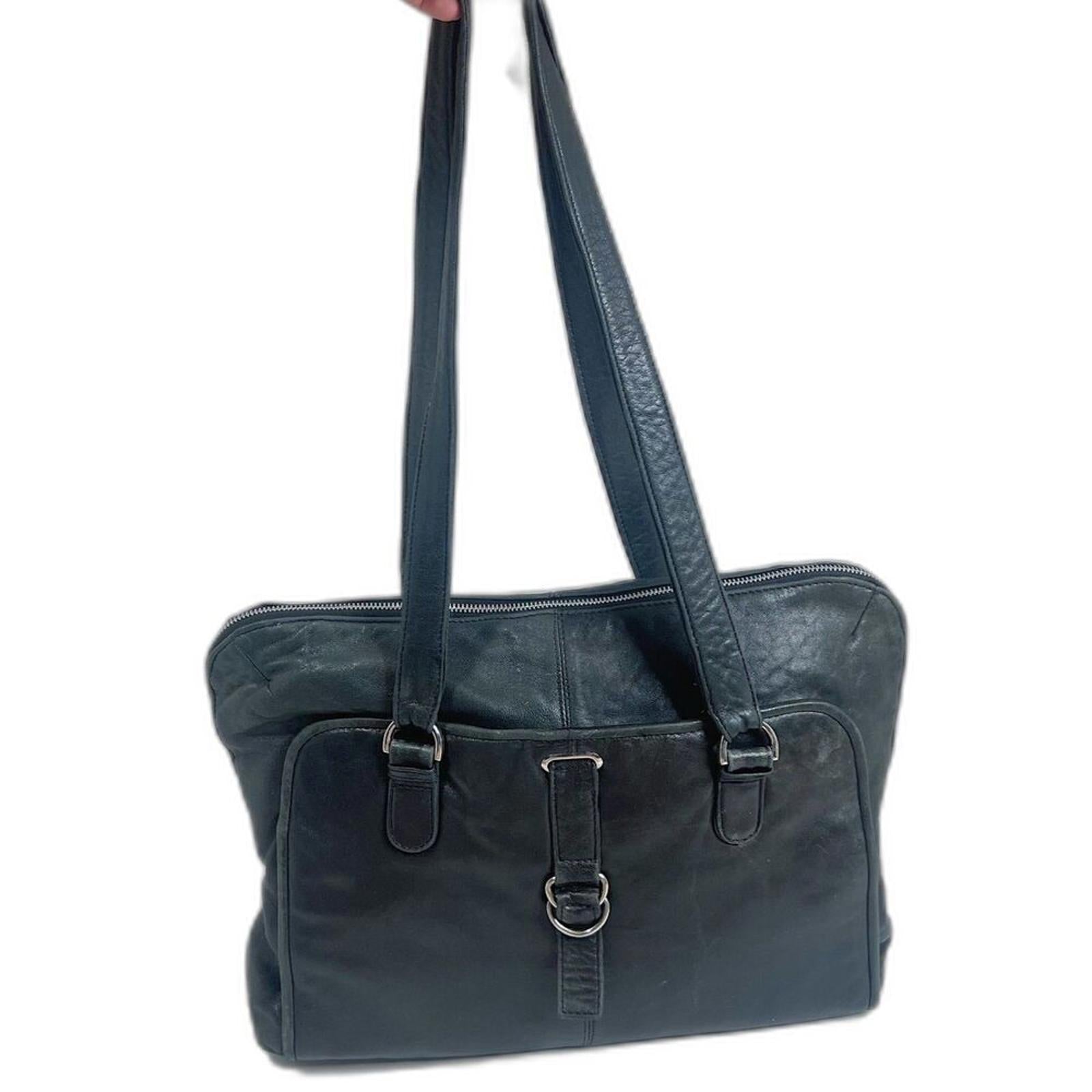 Latico Black Leather Laptop Bag Satchel Messenger Bag Work Bag