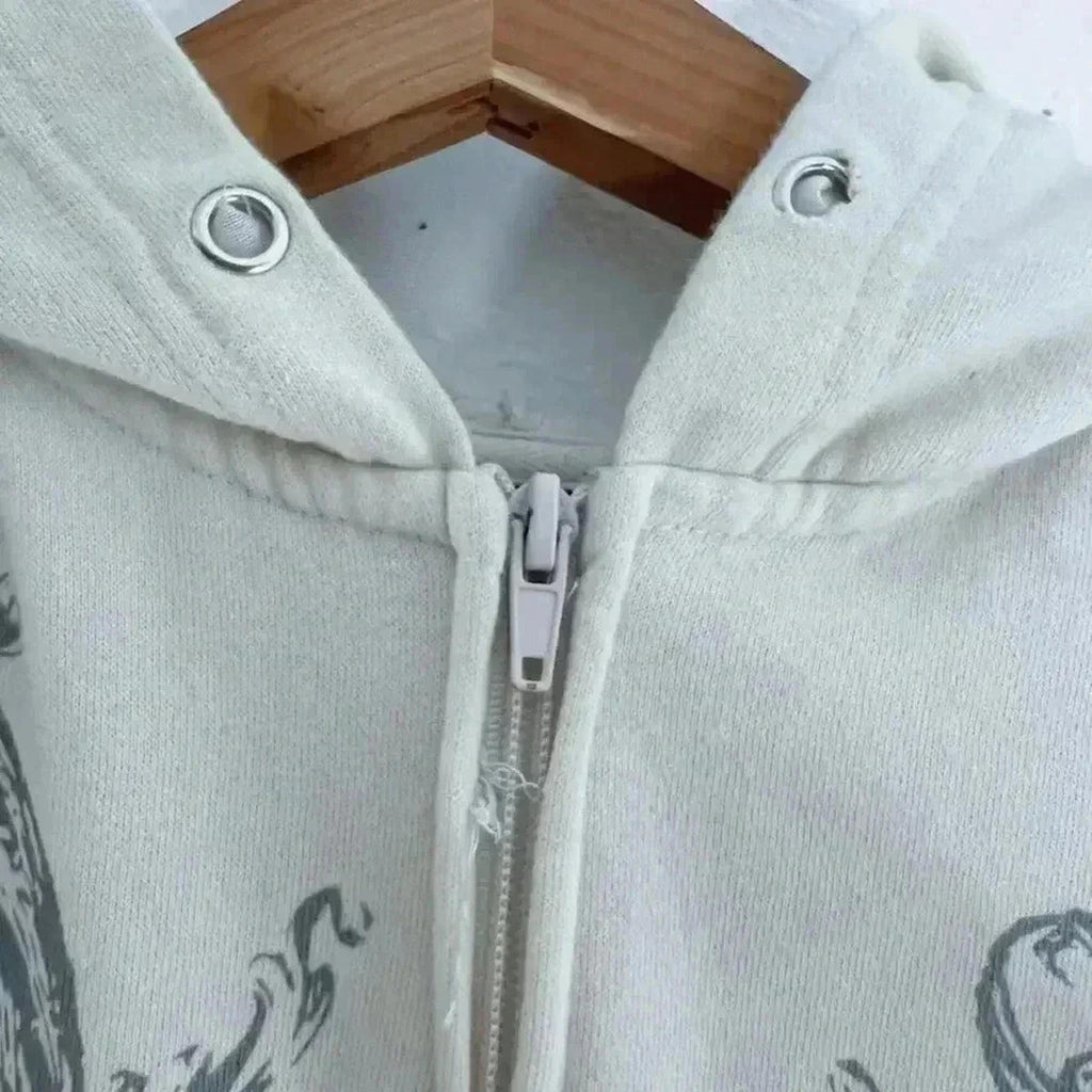 Disney Y2K Mickey Mouse White and Silver Zip Up Hoodie Women's Size 1X