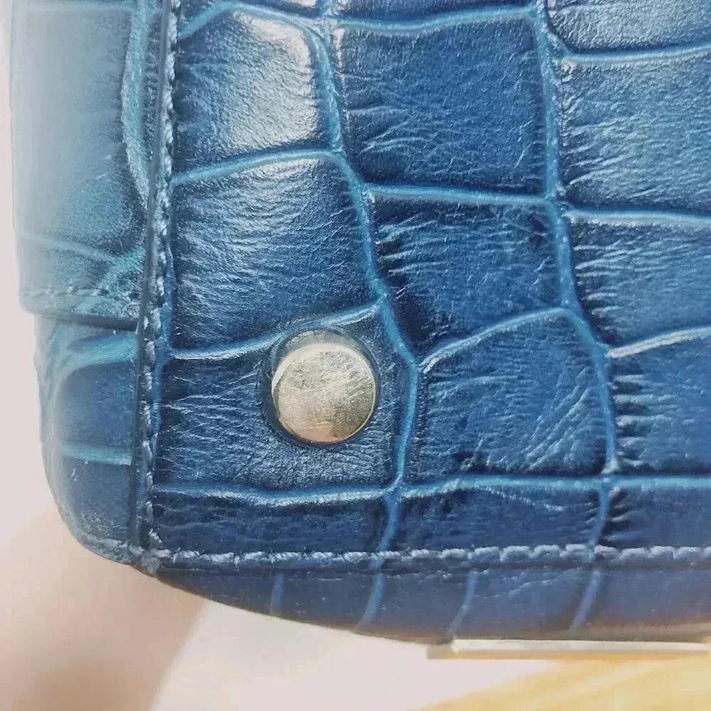 Halogen Blue Faux Crocodile Handbag
