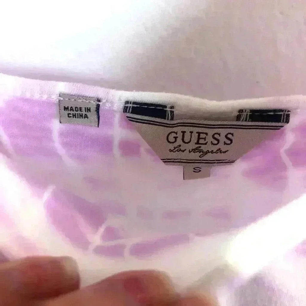 Guess Purple White Tie Dye Peplum Tank Sleeveless Women's Size S