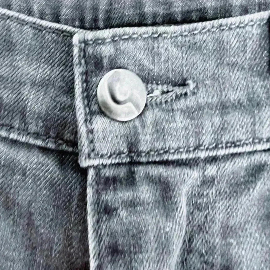 Joe's Jeans The Brixton Grey Straight Leg Jeans Mid Rise Distressed Size 31