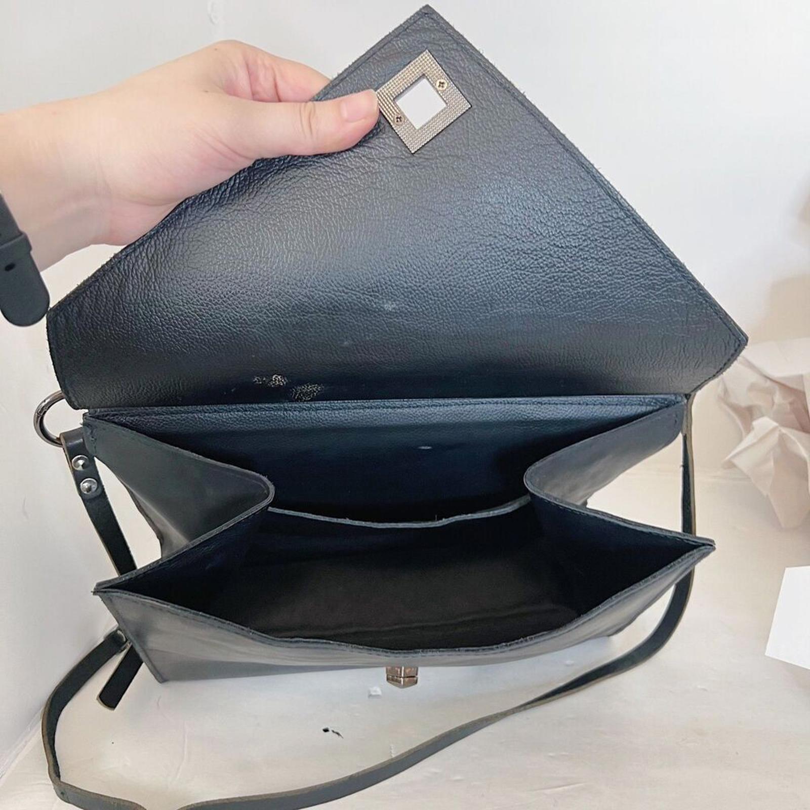Vintage Tesoro Black Leather Satchel Laptop Bag Briefcase