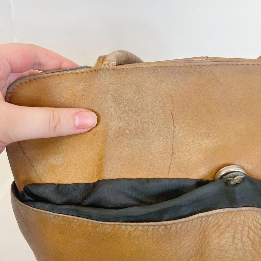 Frye Vintage Tan Leather Shoulder Bag Purse Western Boho