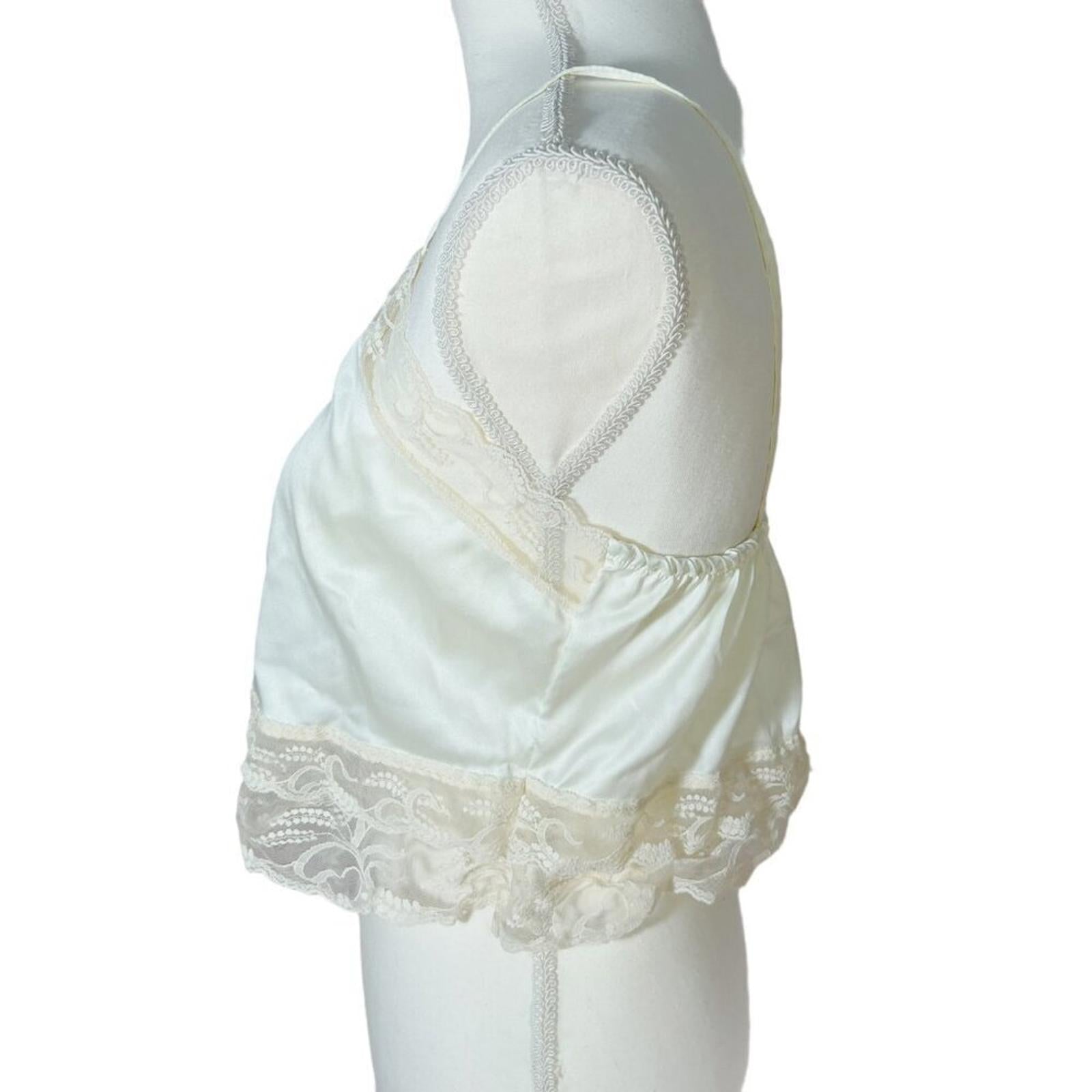 Vintage Millicent Lace Satin Camisole Rosette Coquette Dollette Women's Size M