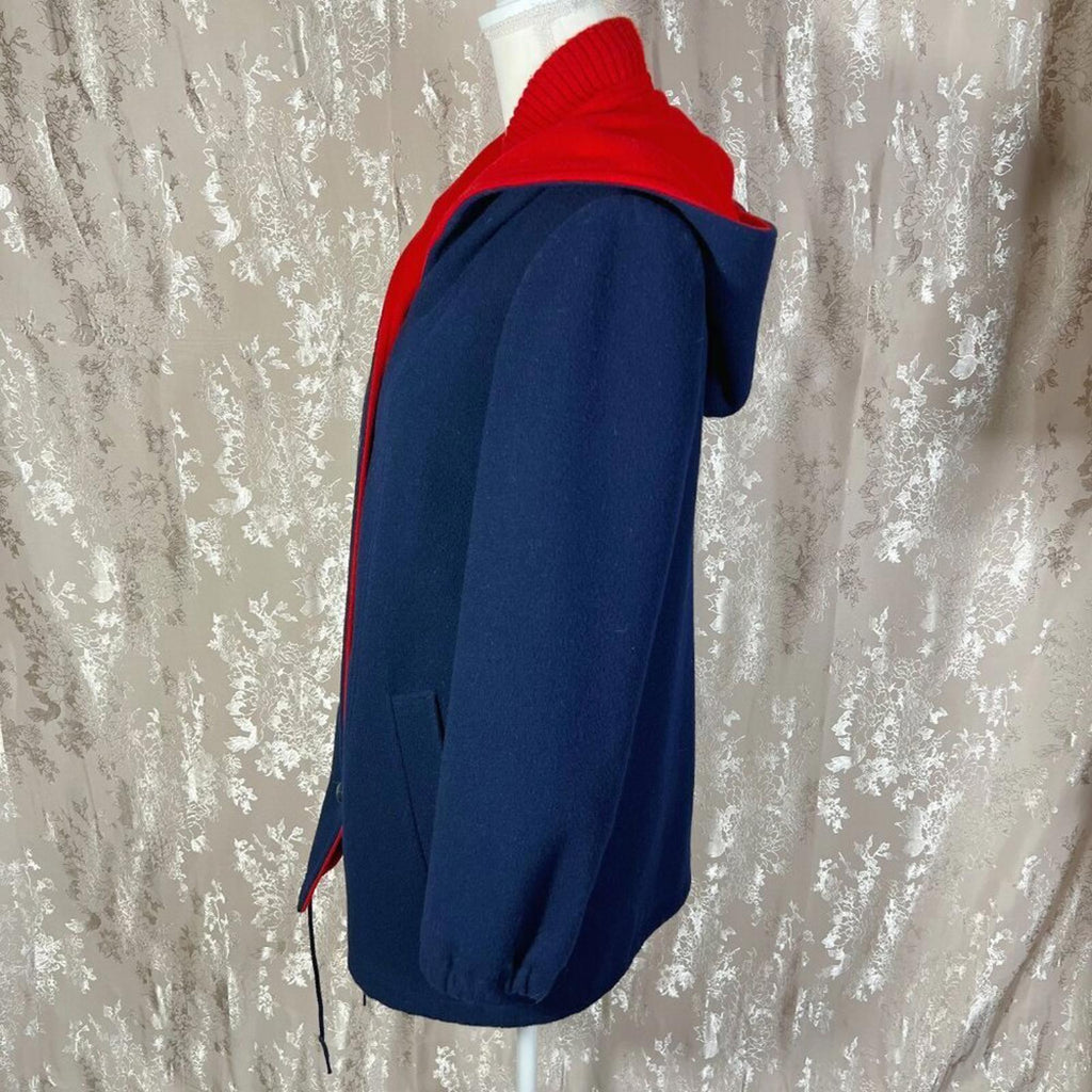 100% Wool Vintage Authentic MacKintosh Vestcoat Navy Blue and Red Jacket Size 6