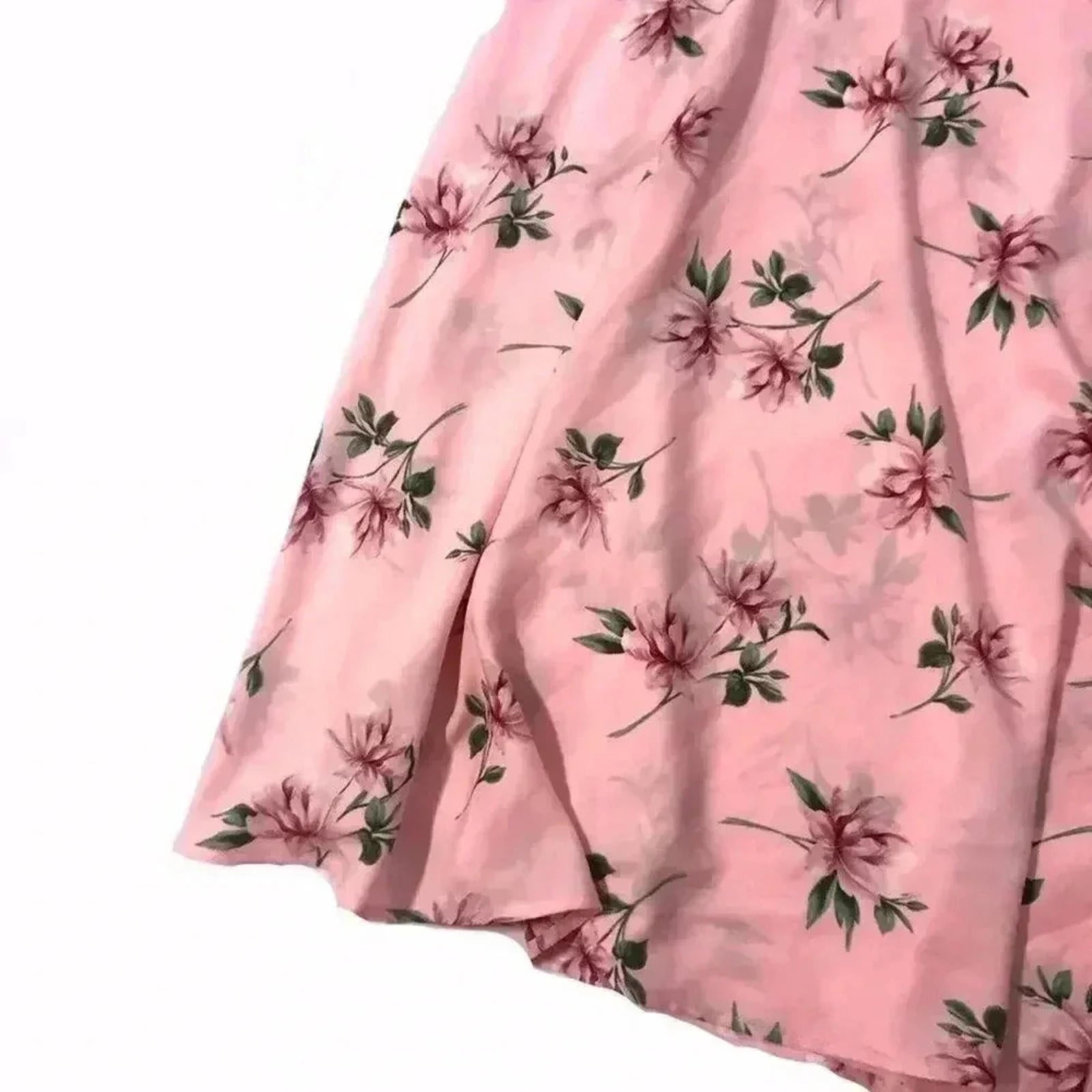 NWT Lush Pink Floral Maxi Dress Chiffon Girly Coquette Boho Chic Size M