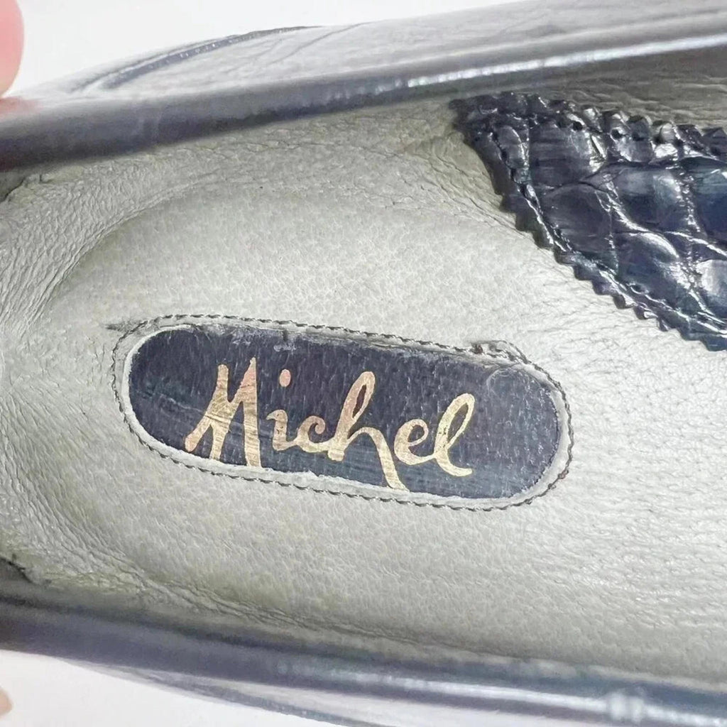 Michel Black Crocodile Leather Loafers With Tassel Size 9.5 US
