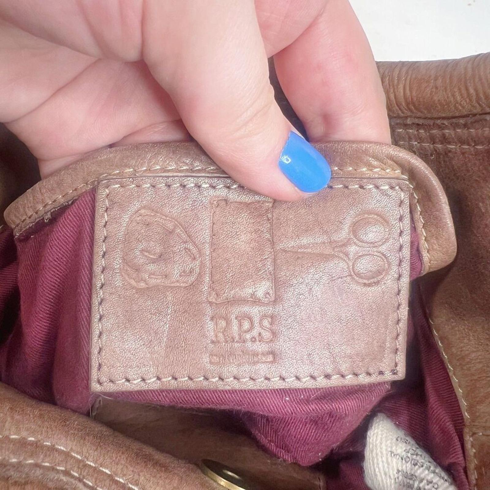 R.P.S. Rock Paper Scissors Brown Leather Distressed Mini Bag Crossbody Purse