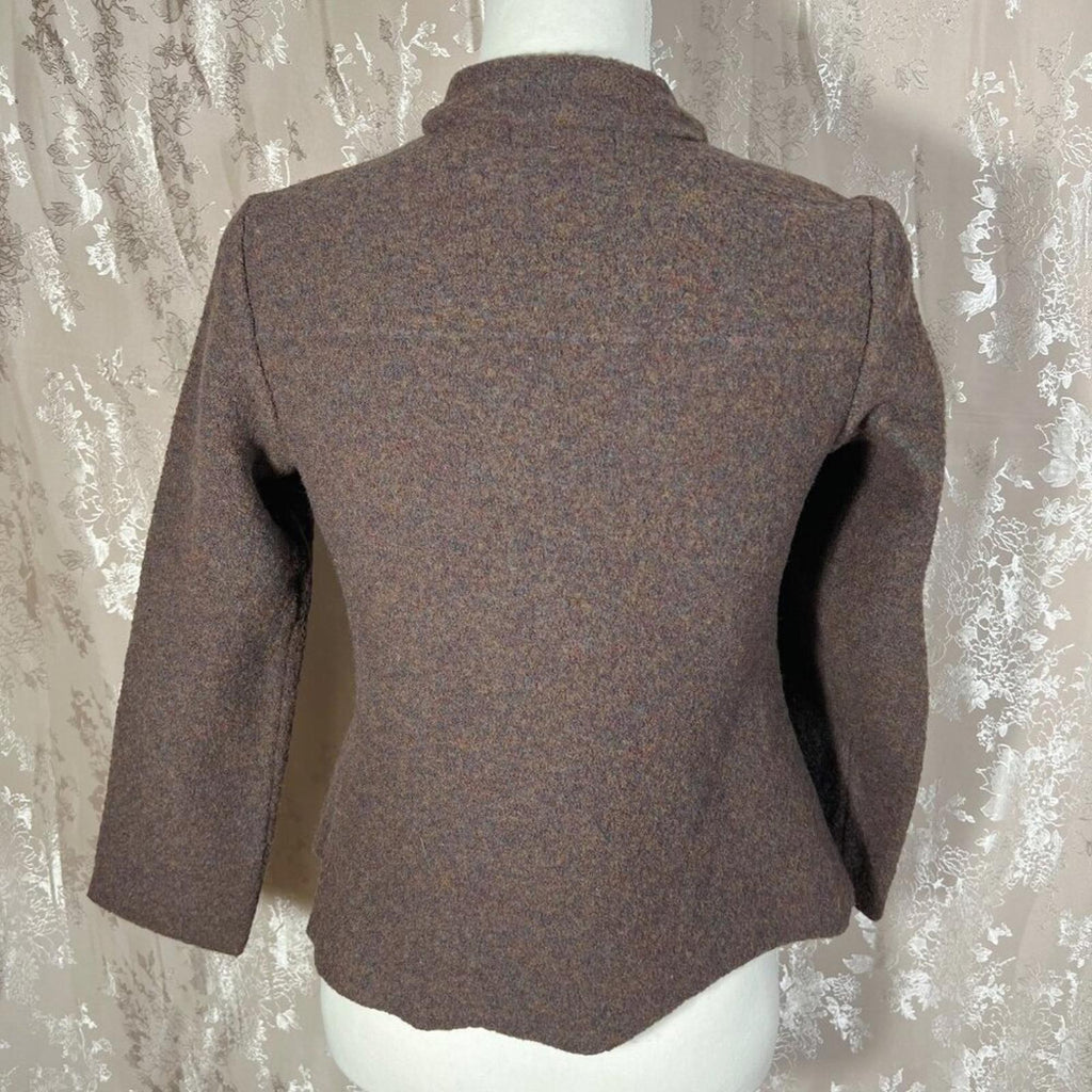 100% Wool Land's End Brown Button Up Jacket Blazer Coat Old Money Size M