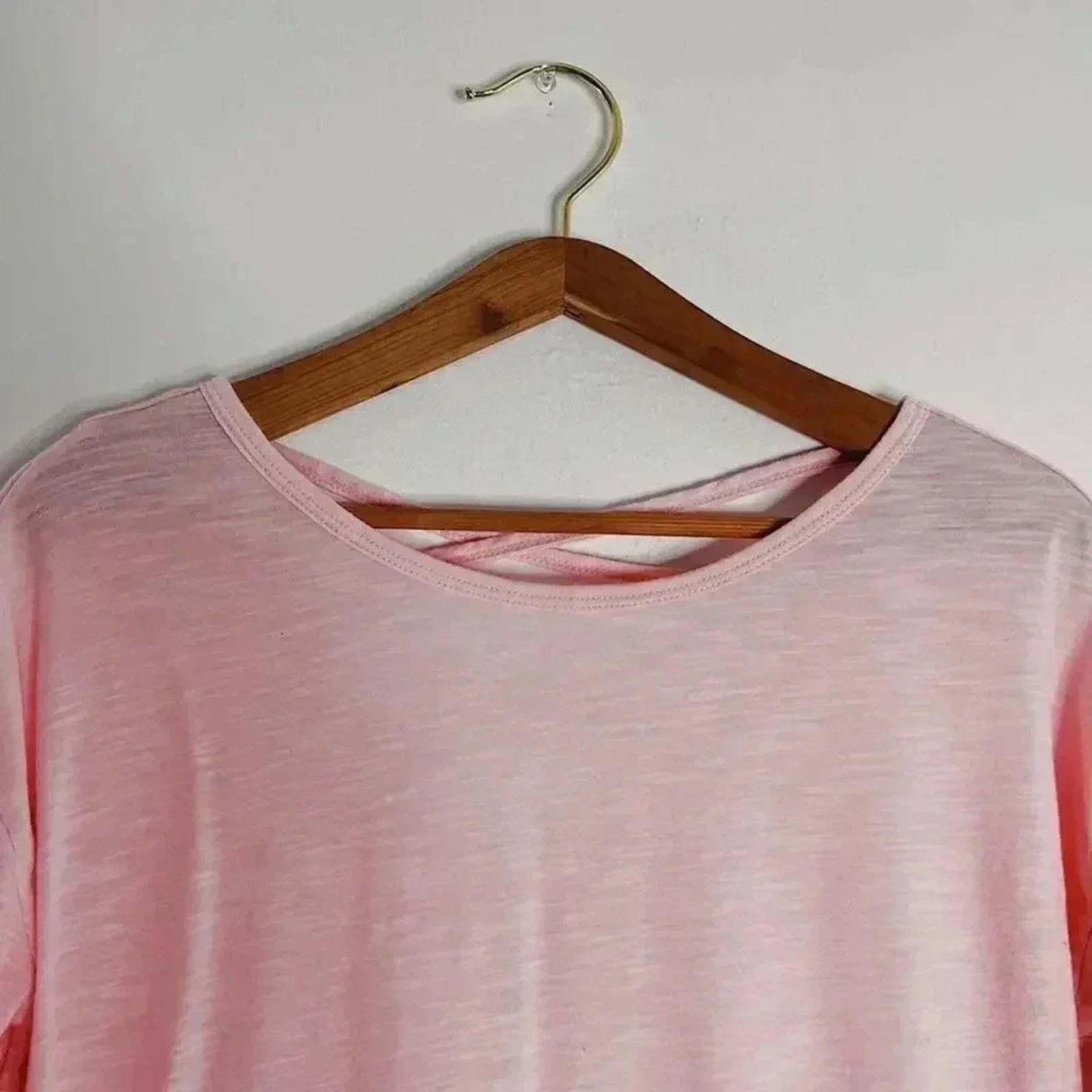 Gaiam Light Pink Lace Up Back Heathered Long Sleeved Shirt Yoga Size S
