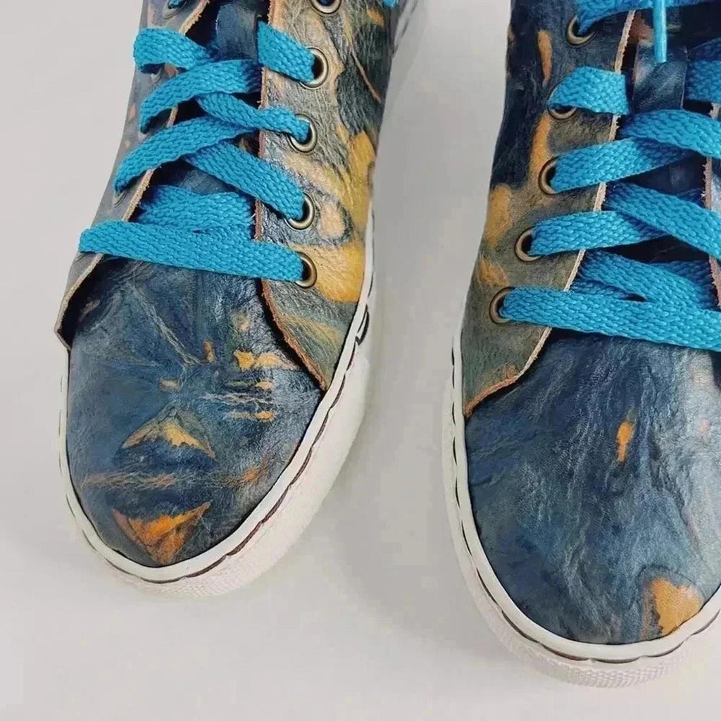 NWOT Moo Young Leather Blue Dip Dyed Sneakers
