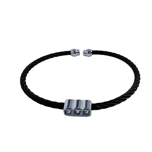 Black Braided Bracelet Rhinestone Bead Adjustable