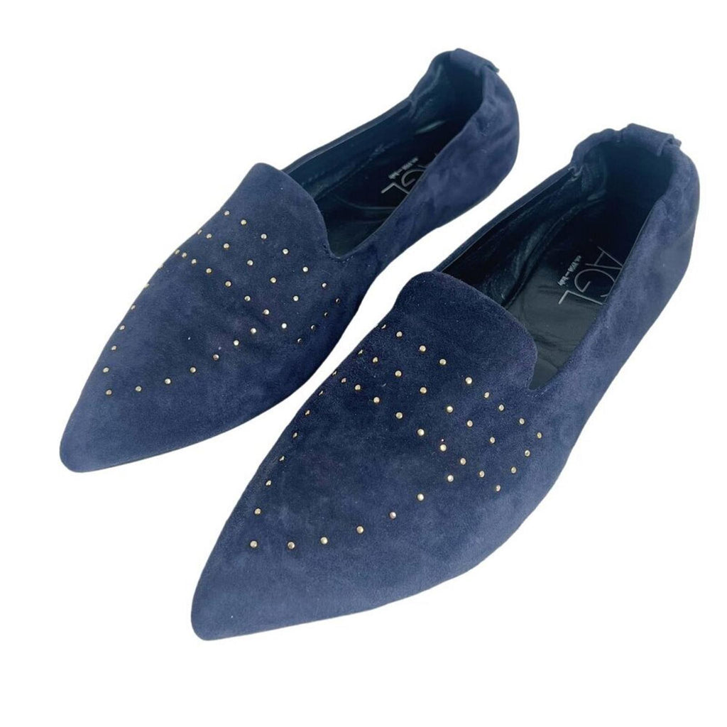 AGL Attilio Giusti Leombruni Studded Blue Suede Loafers Flats Women's Size 12