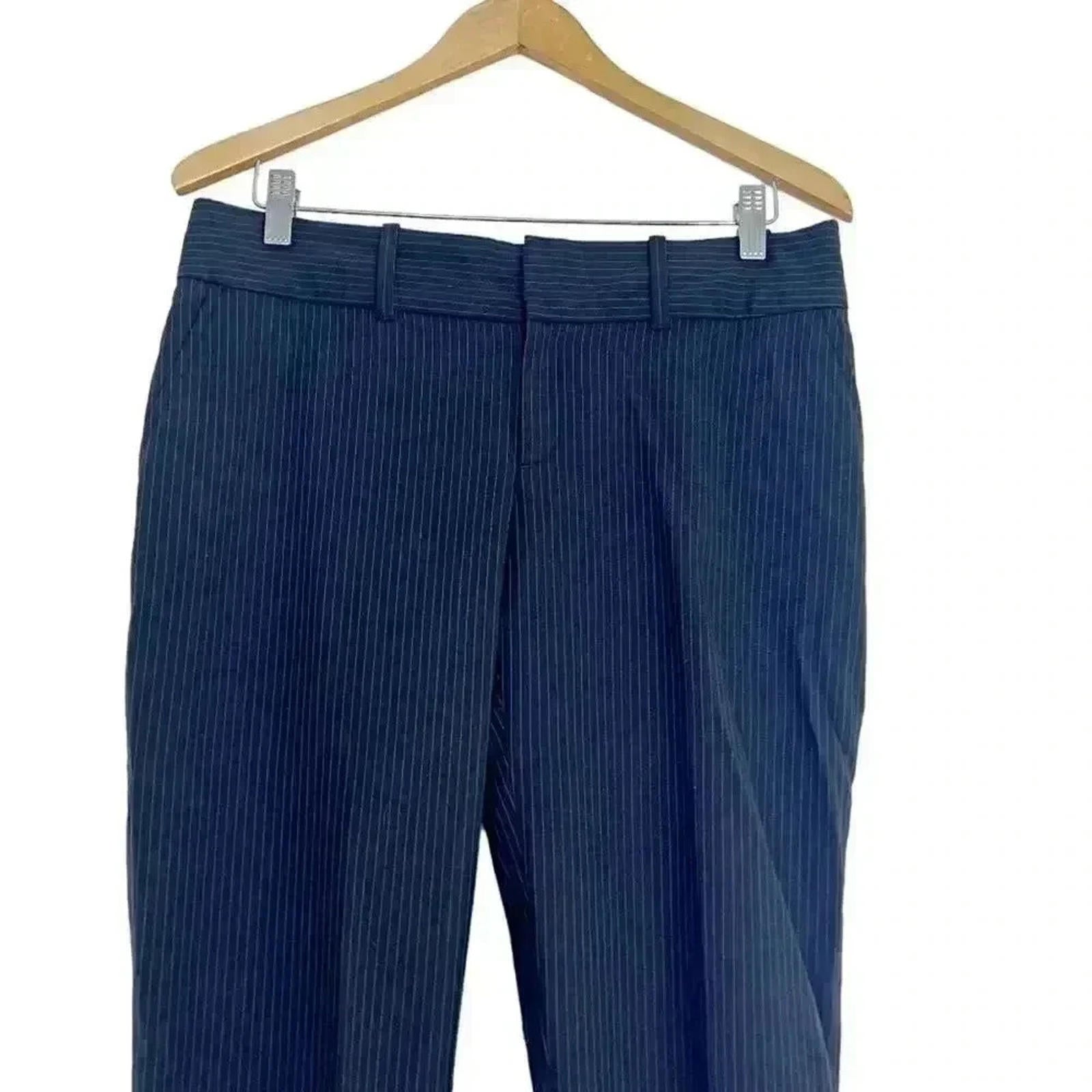 Banana Republic Ryan Fit Black White Pinstriped Slacks Women's Size 8