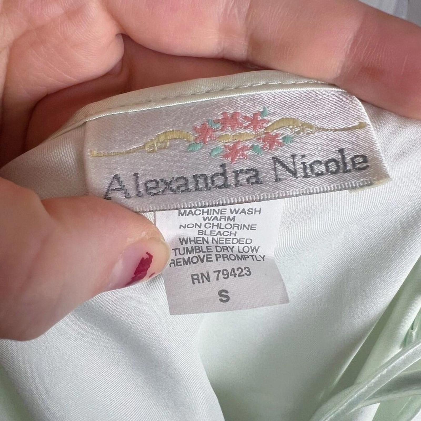 Vintage 80s Alexandra Nicole Light Pastel Green Mint Satin Women's Size S