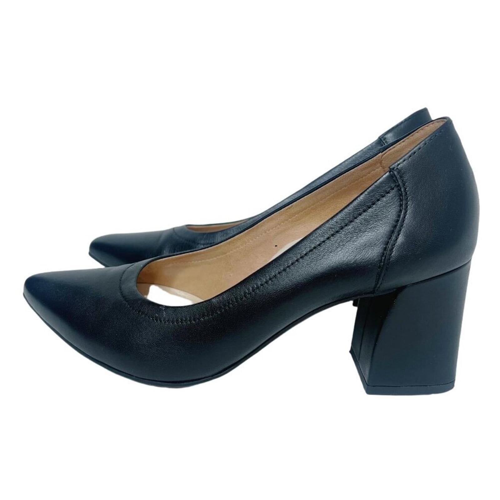 Paul Green Kami Ocean Softnappa Black Leather Pumps Pointed Toe Heels Size 8