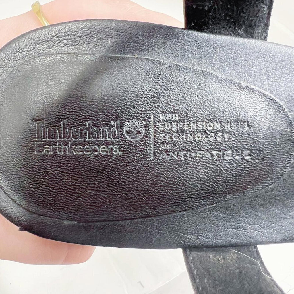 Timberland Earthkeepers Stratham Heights Sandal Black Leather Heel Size 9.5