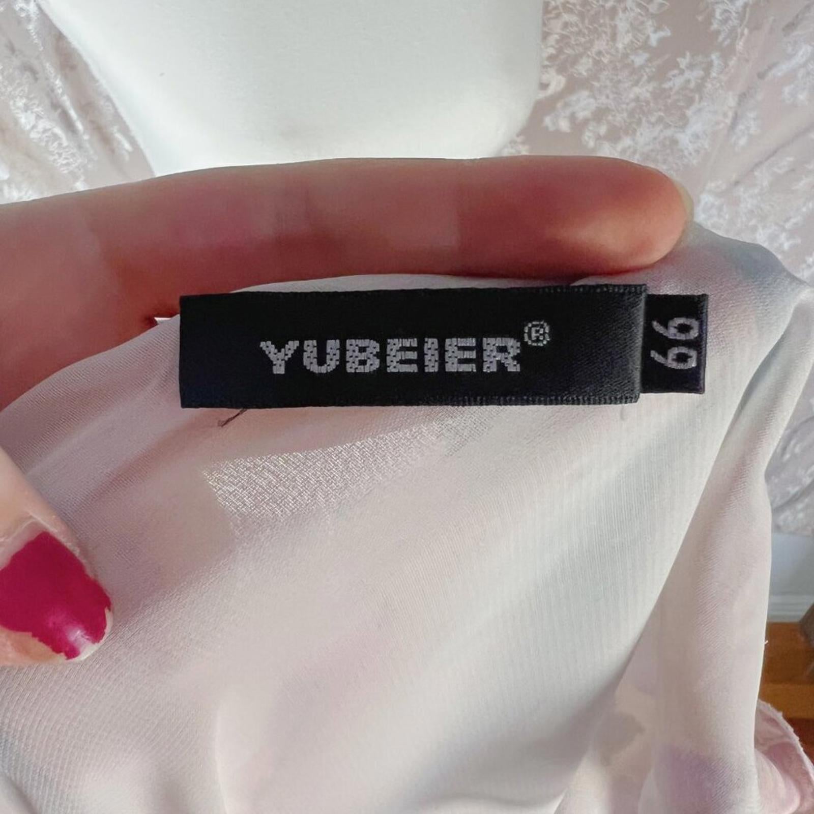 y2k Vintage Yubeier Butterfly Pink Chiffon Asymmetrical Dress Sequins Size M