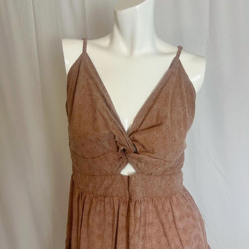 Angie Light Brown Twist Knot Eyelet Dress Boho Chic Coachella Women's Size 1X
