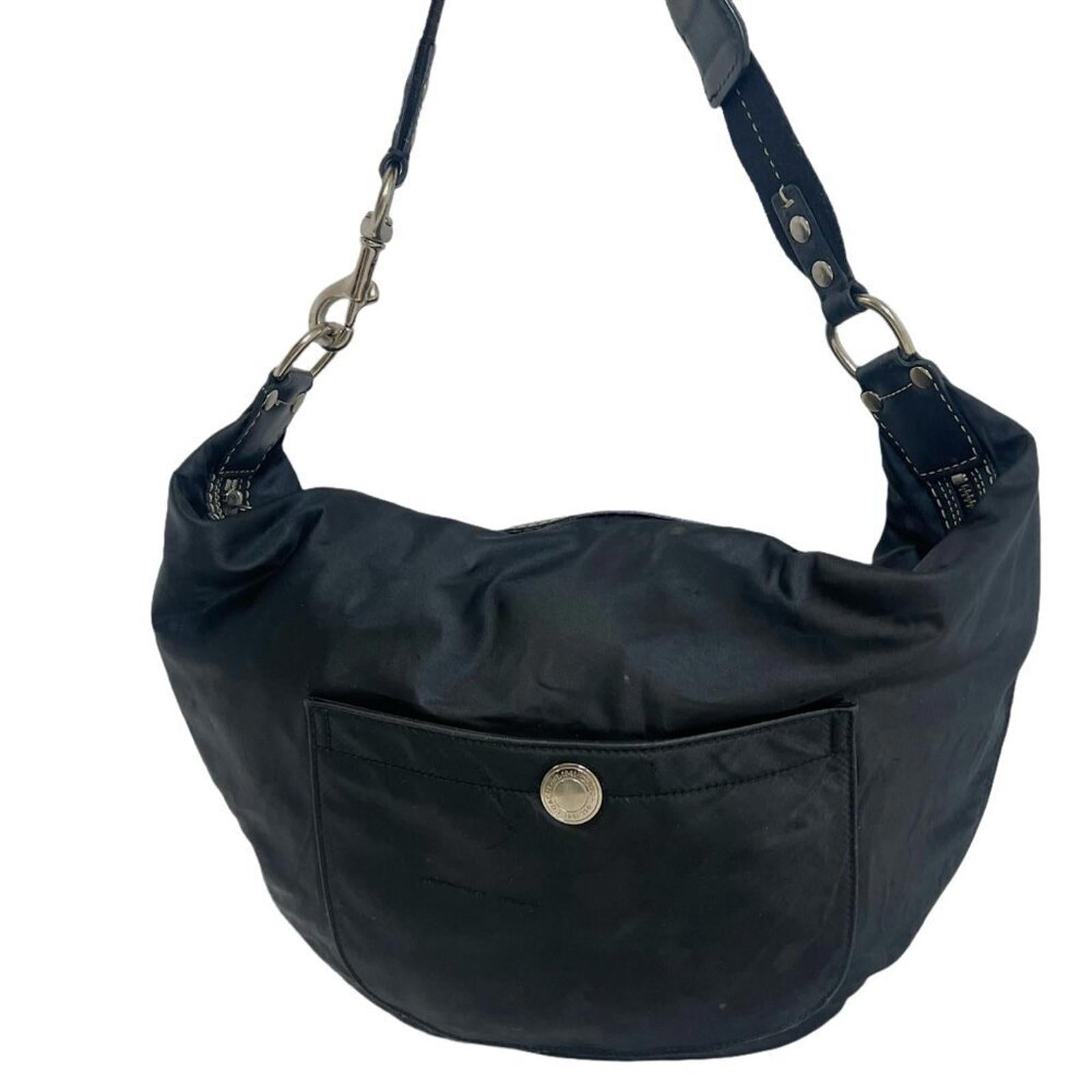 Coach Signature Soho Hobo Black Nylon Semicircle Shoulder Bag Sateen